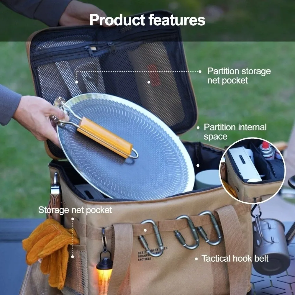 Bolsa de almacenamiento de acampada multicapa gruesa, bolsa de almacenamiento plegable de gran capacidad para Picnic, cajas de almacenamiento resistentes impermeables para exteriores - imagen 3