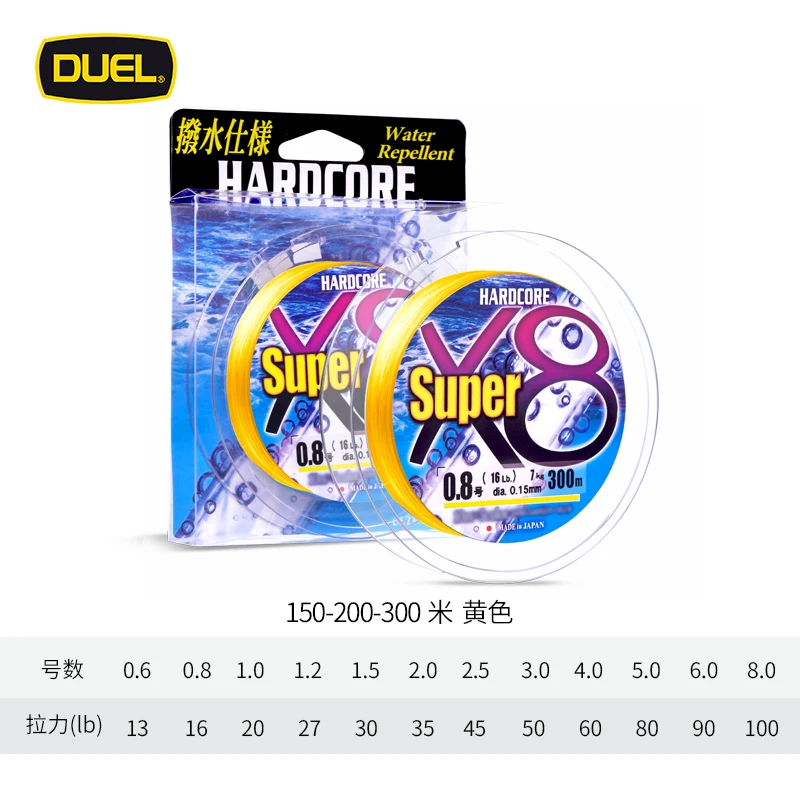 DUEL Hardcore SUPER X8 – Línea trenzada PE Ultra 8 hebras para pesca