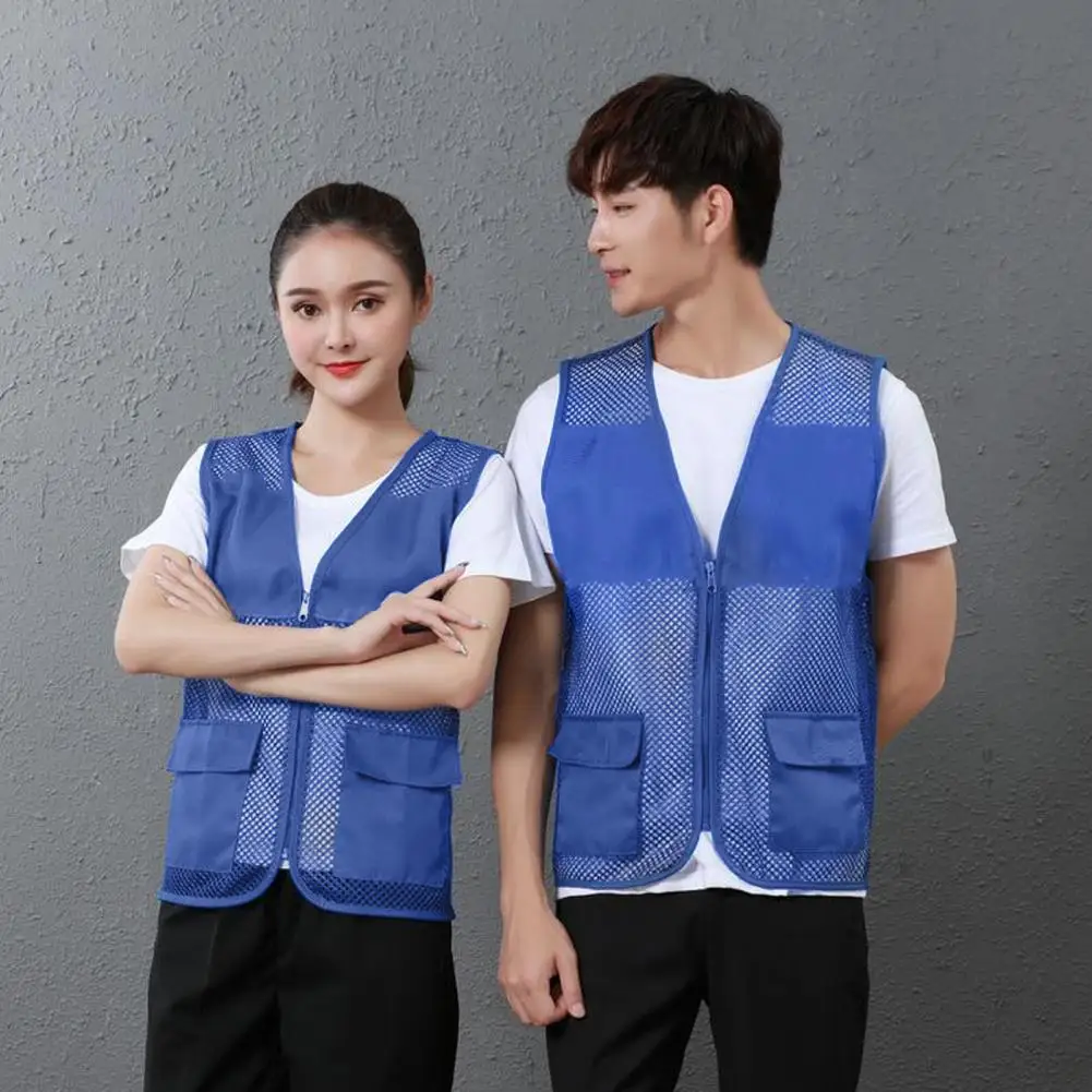 Chaleco de pesca Color brillante Casual hombres mujeres chaleco de trabajo chaqueta chaleco voluntario chaleco sin mangas chaqueta abrigo Tops de trabajo Unisex - imagen 2