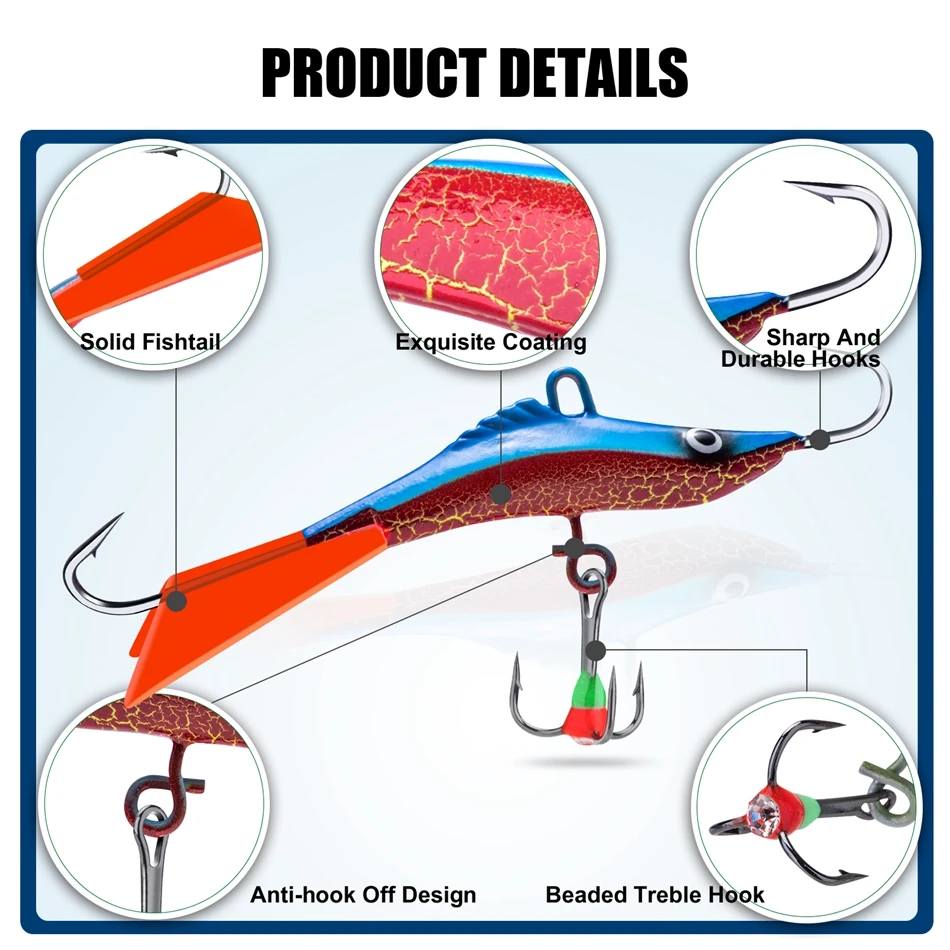 Goture-señuelo de pesca en hielo, 1 unidad, balancines que se hunden, plantilla de invierno, Wobblers, 5 tipos para elegir, cebo, trucha, Lucio, carpa, Swimbait