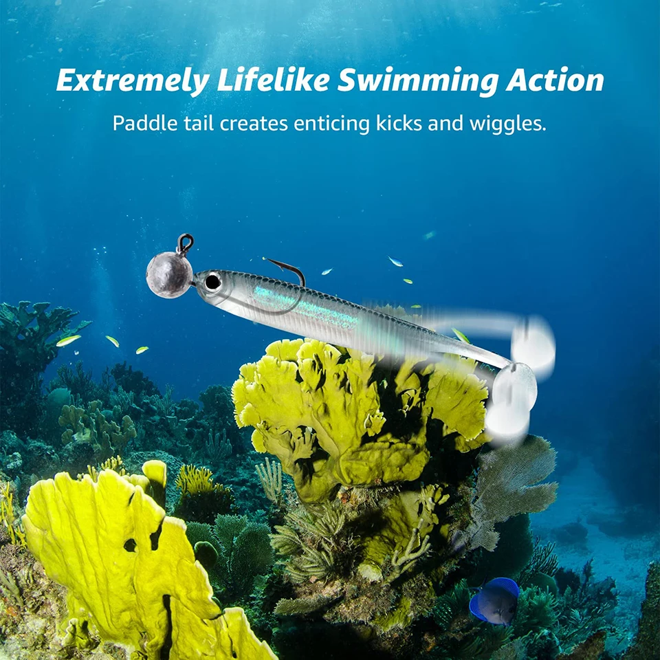 WALK FISH-señuelo de pesca suave, 7,5 cm, 2,1g, cola en T, Color arcoíris, lentejuela, giratorio, 5 unids/lote - imagen 5