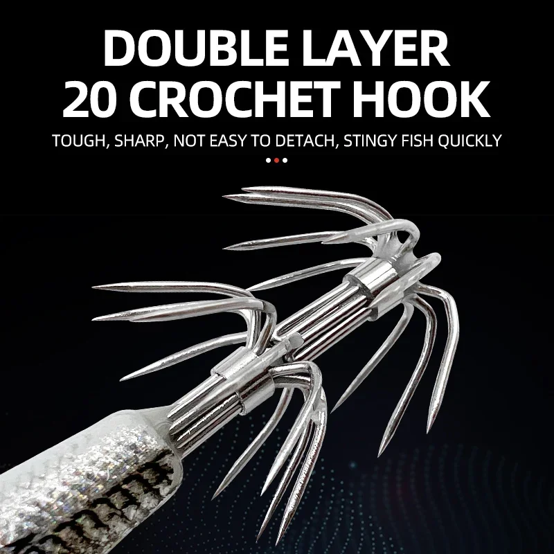 Aparejos de pesca de camarones con borde redondo Horizontal que brillan en la oscuridad, 10cm/9g, 6 colores, simula un anzuelo de calamar, cebo de pesca con cuentas de sonido - imagen 5