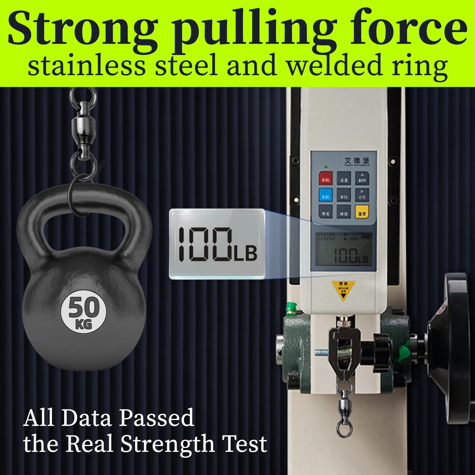 Kit giratorio de pesca de 9KM, 50 Uds., rodamiento de bolas giratorio, anillos dobles sólidos, conector de accesorios de cobre y acero inoxidable de alta resistencia - imagen 3