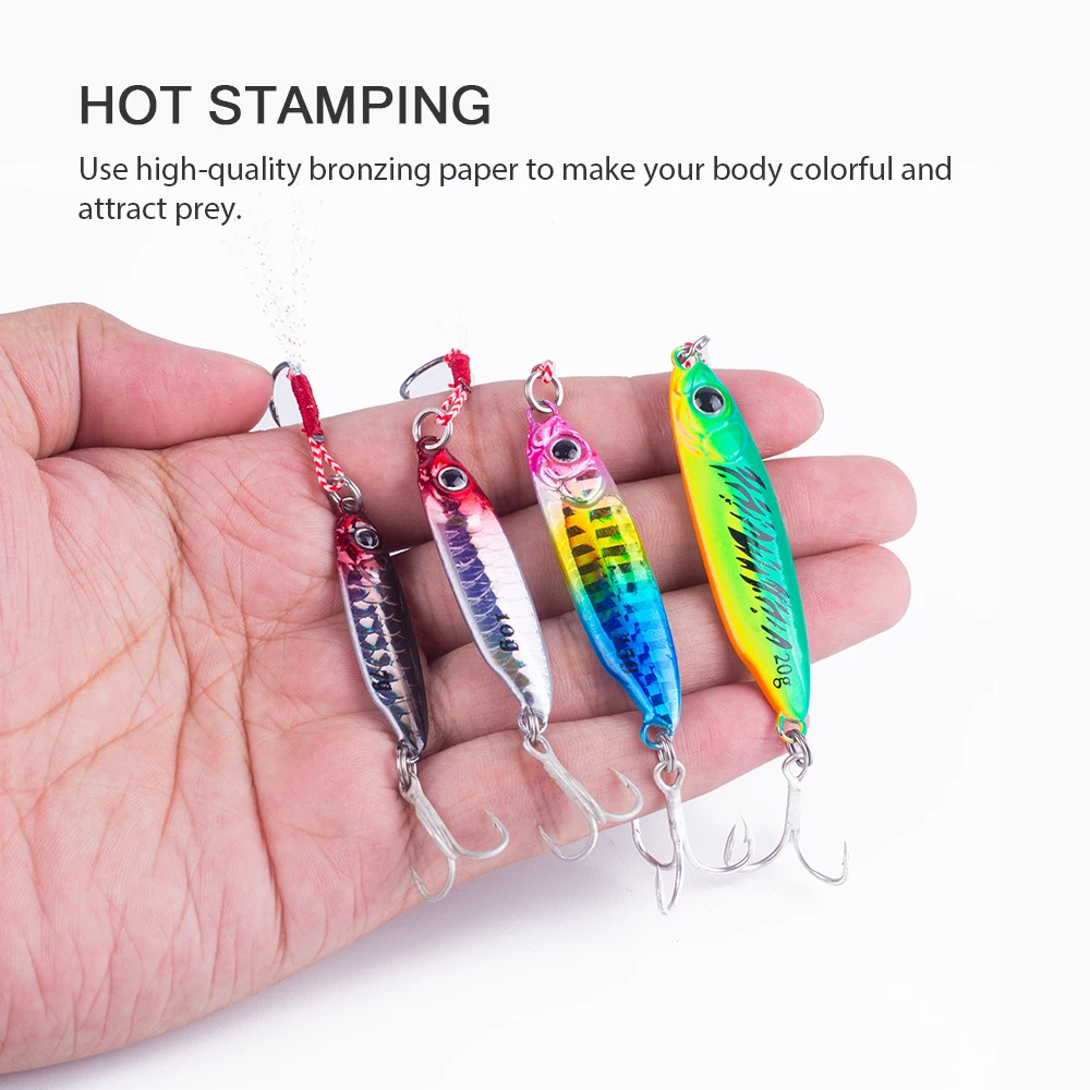 Hanlin-señuelo de pesca duro de calidad, anzuelo único de pluma, cuchara de Metal, aparejos de lubina, 7g/10g/15g/20g - imagen 4