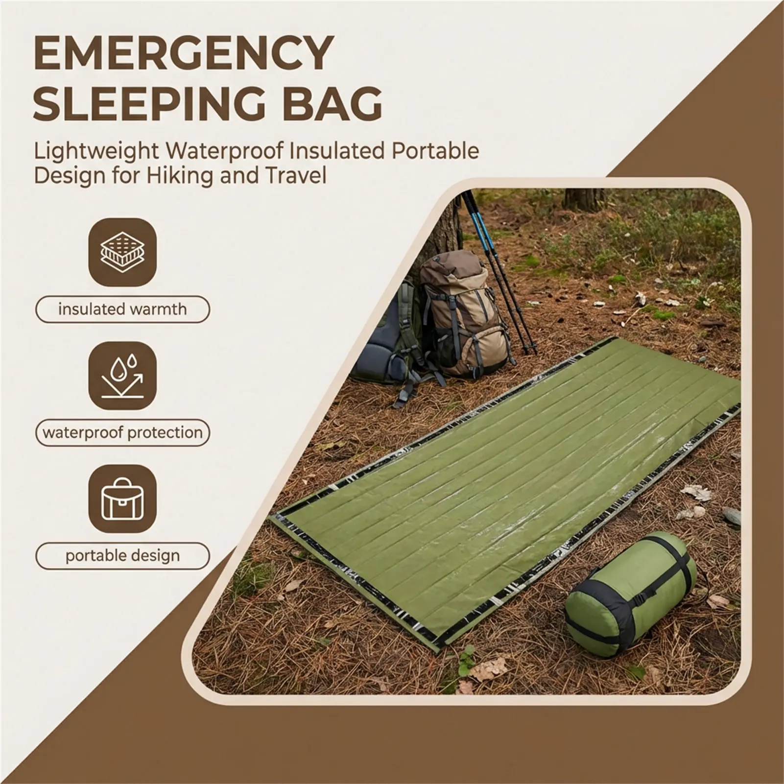 Saco de emergencia portátil aislado impermeable para camping - imagen 5