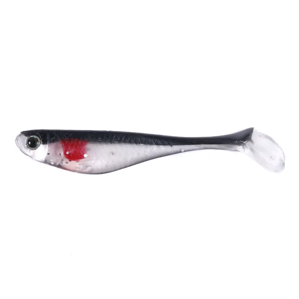 Juego de Señuelos de Pesca blandos con cola en T, 5 uds., ojos 3D para lubina, Pike, Walleye, perca, cola de paleta, Swimbait, aparejos de cebo Artificial - imagen 2