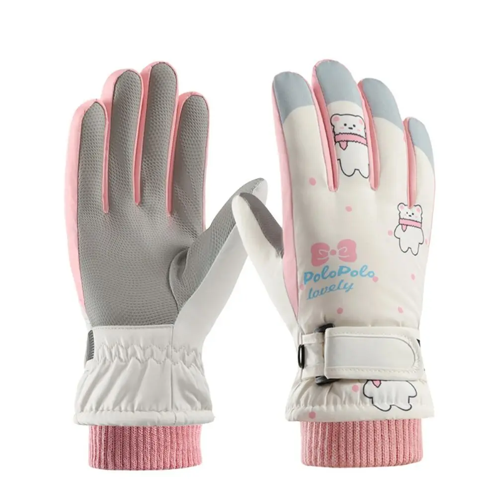Guantes de esquí gruesos y cálidos portátiles, manoplas deportivas antideslizantes a prueba de viento, guantes de ciclismo con pantalla táctil para Snowboard y nieve, para niños y niñas - imagen 3