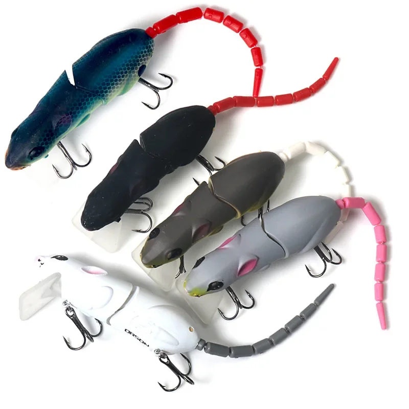 ALASICKA-señuelo de ratón de varias secciones, 15,5g/15,5 cm, Topwater, rata, Wakebait, rata, pececillo, Wobbler, señuelos de lubina para Pesca - imagen 4