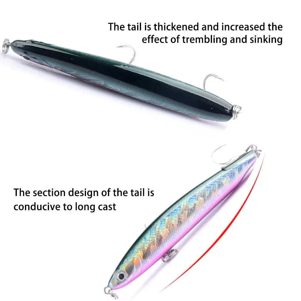 Cebo de pesca Artificial Minnow con anzuelo triple fuerte, ojos 3d de fundición larga, señuelo falso, equipo de pesca, señuelo de lápiz duro, 18g/14g - imagen 2