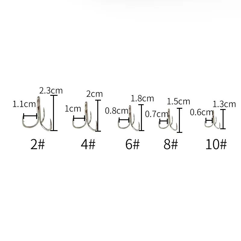 Anzuelos triples de pesca, ganchos de púas redondos rojos con gancho de Río Yangtze, color negro, 2/4/6/8/10 #, 5 unidades - imagen 2