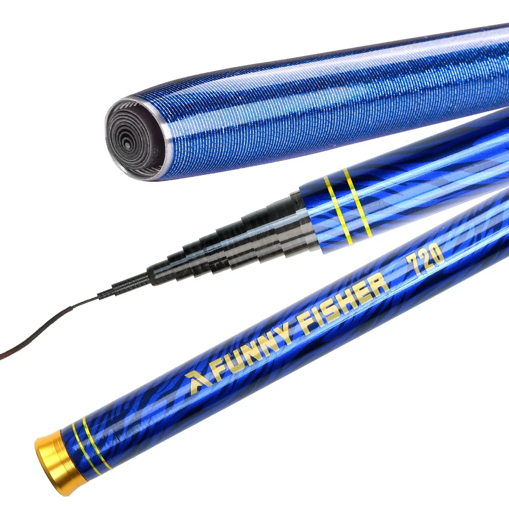 BAKAWA, nuevo poste de mano ultraligero para corriente de agua dulce, 2,7/3,6/4,5/5,4/6,3/7,2 metros, cañas de pescar telescópicas de fibra de carbono para carpa