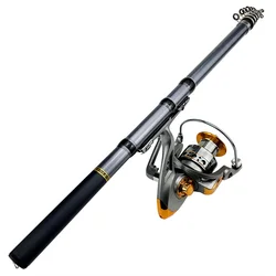 Caña telescópica GHOTDA con carrete giratorio – Combo pesca