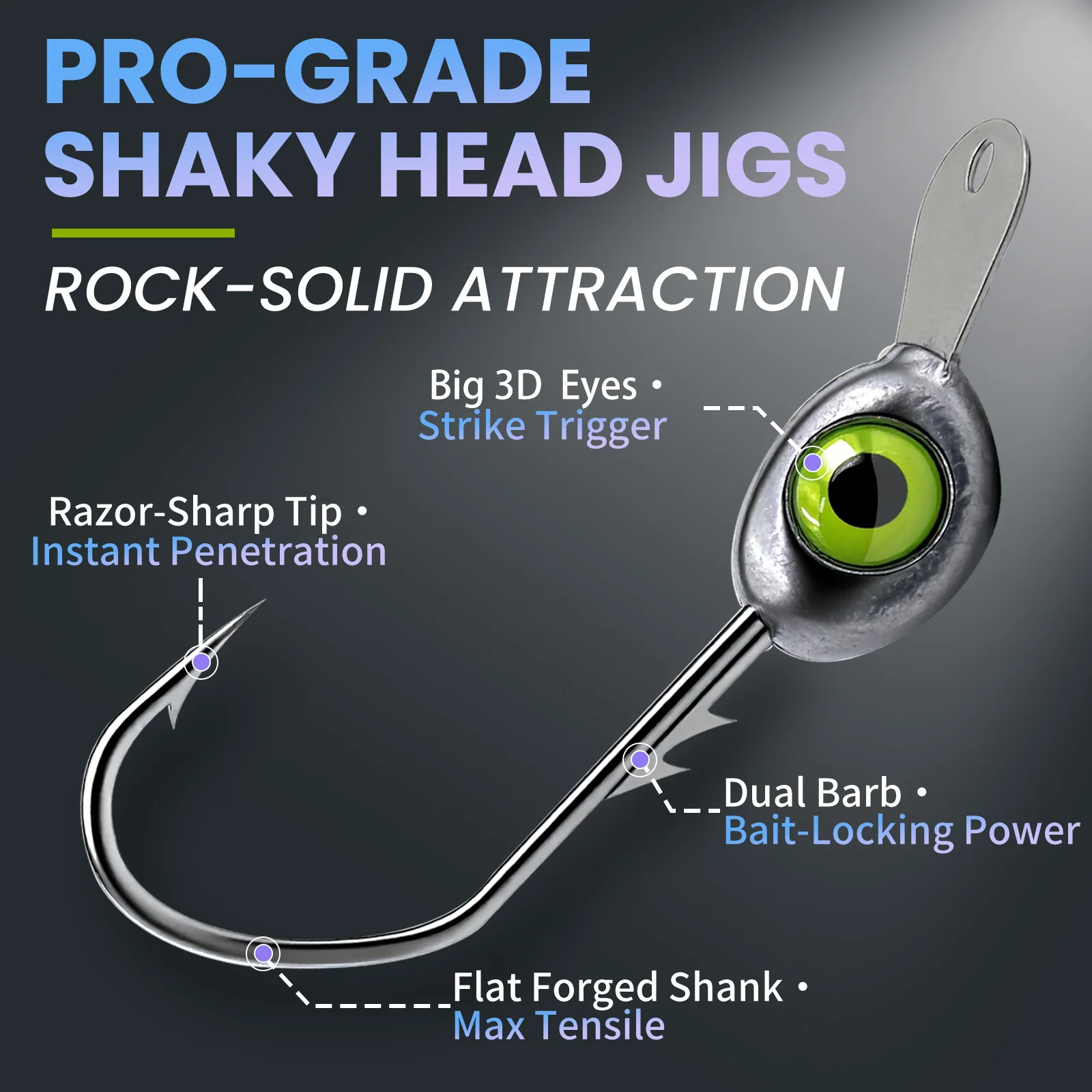 Anzuelo con cabeza tibetana de 9KM con placa de lengüeta frontal, anzuelo con cabeza de anzuelo de pesca de 3,5-10g para pesca sin malezas en agua salada, 10 Uds. - imagen 2