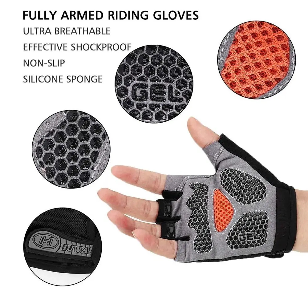 Accesorios Guantes de ciclismo antideslizantes Guantes de bicicleta transpirables que absorben los golpes Guante de medio dedo para exteriores - imagen 4