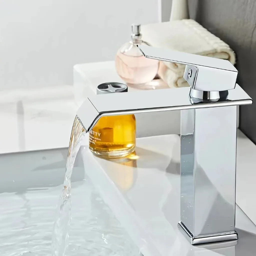 Grifo frío y caliente de cascada negra para encimera, lavabo, gabinete de baño, grifo de lavabo a prueba de salpicaduras, cocina - imagen 3