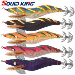 Cebo de madera para camarones, plantilla de calamar, Paulownia, señuelo de calamar de madera, plantilla de pulpo, plantilla de mar, juego de pesca, anzuelos de calamar