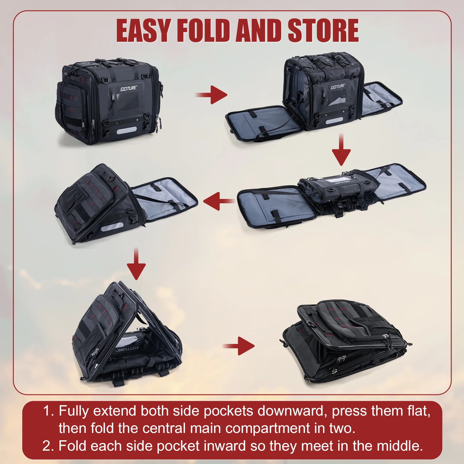 Goture Bolsa trasera impermeable expandible para moto – viajes camping - imagen 2