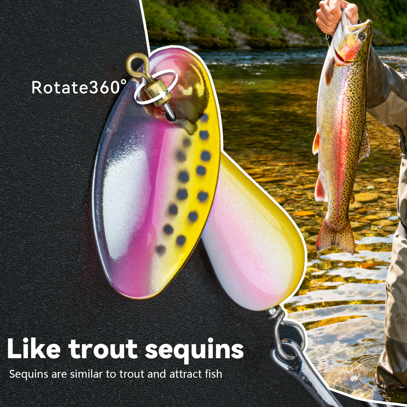 5 uds cuchara giratoria cebo de Metal señuelo de pesca para lubina trucha perca Pike 2,8g 4,7g 6,7g Spinner lentejuelas cebos de cuchara de tiro largo - imagen 4