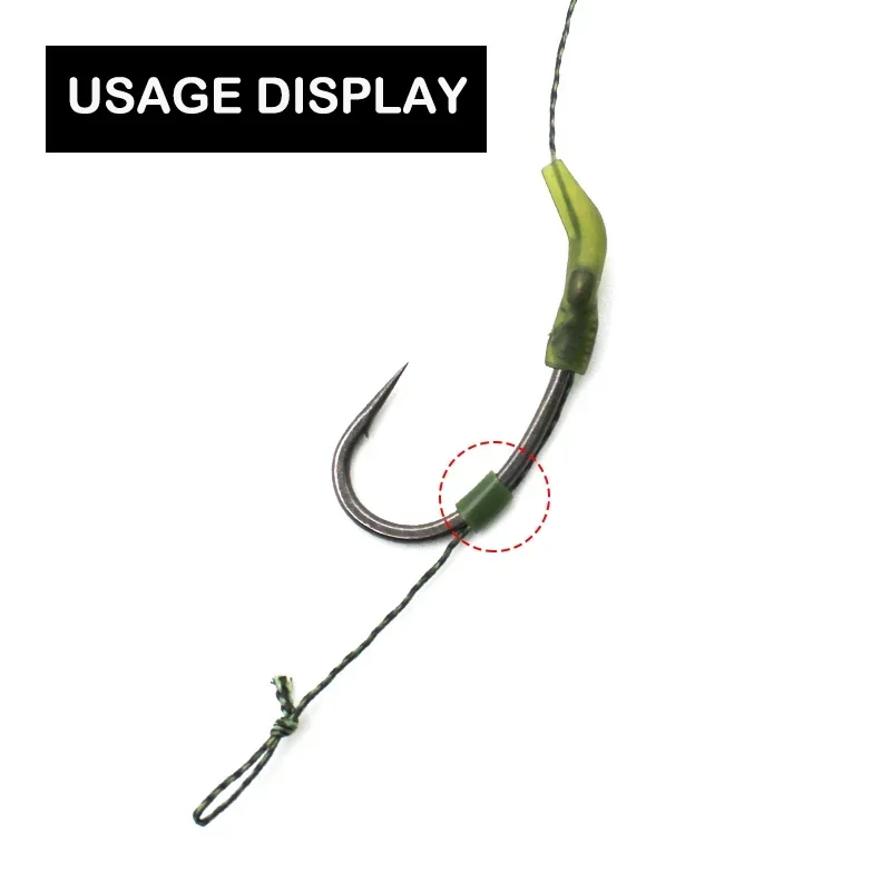 Accesorios de pesca de carpa, gancho de tubo de silicona antienredos para sistema de clip de plomo de seguridad, método alimentador de pesca, 200 Uds. - imagen 5