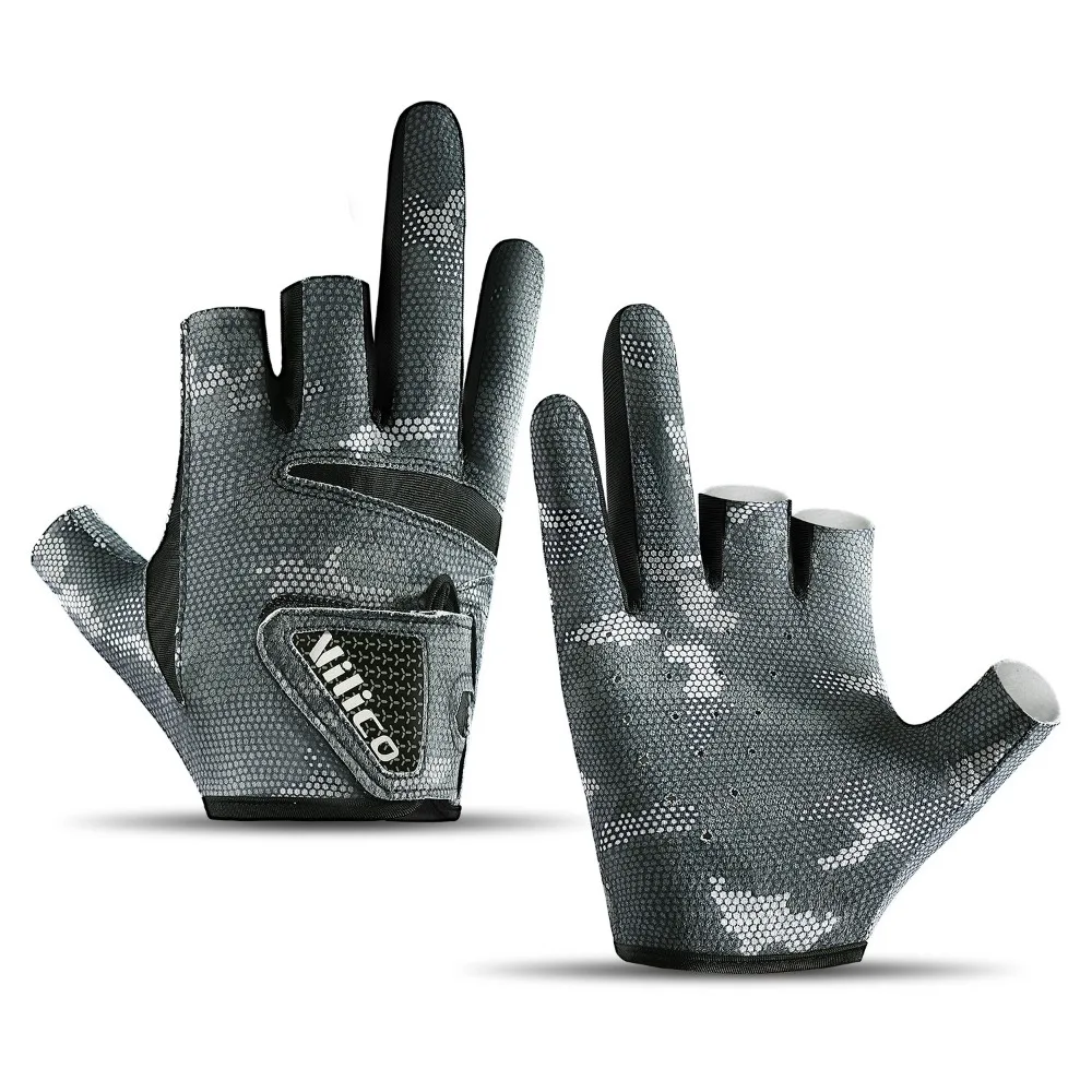 Nuevos guantes de pesca de seda de hielo, guantes transpirables antideslizantes con corte de tres dedos, protector solar, guantes finos de 3 dedos, equipo para peces - imagen 3
