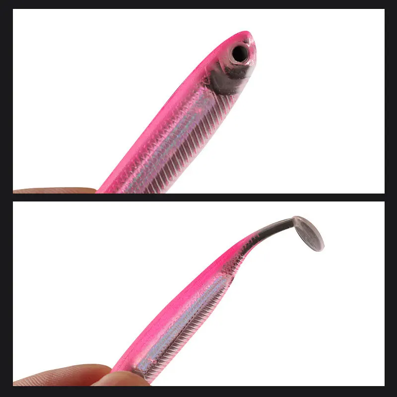 5 unids/lote cebo blando de pesca 7CM 7,5 CM 9CM cola en T Señuelos de pesca carpa de agua salada trucha lubina pez lentejuelas columpio pesca cebo giratorio - imagen 5