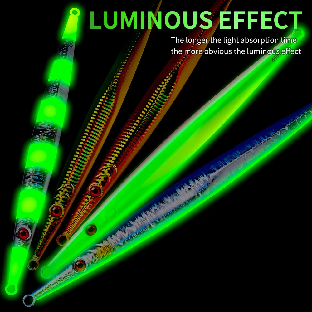 Experimente el efecto luminoso con nuestros brillantes señuelos de pesca para una mejor visibilidad