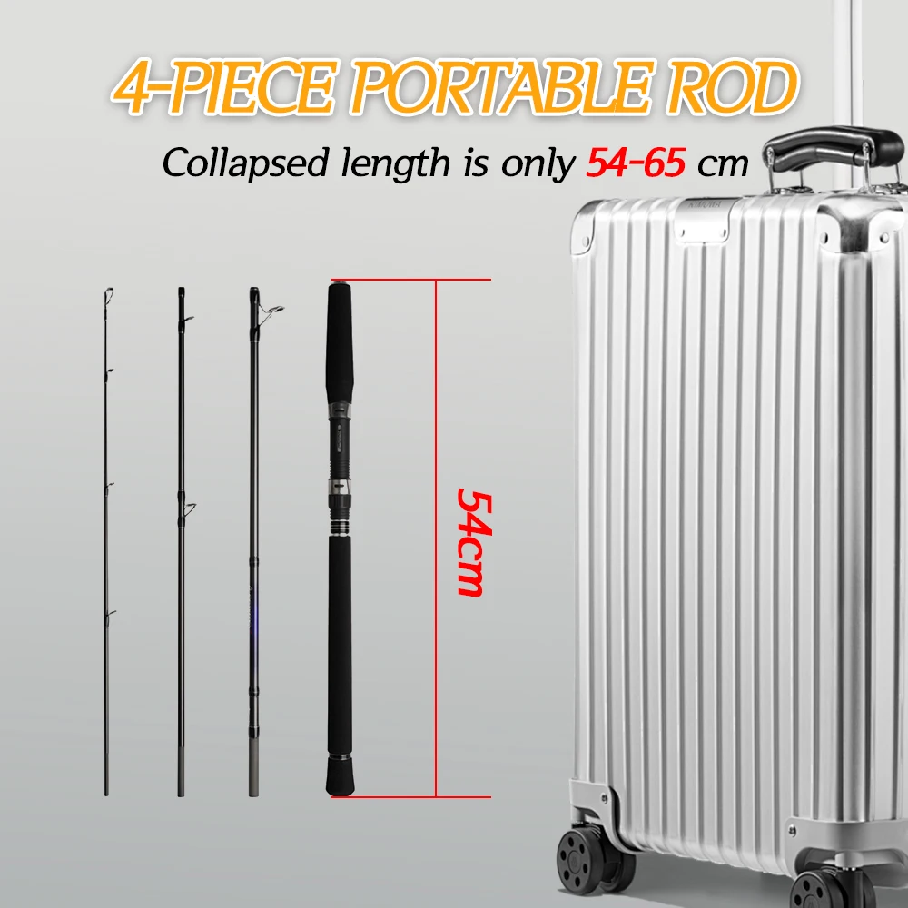 TOLU Original nuevo LANYUE alta rendimiento 4 secciones Jigging caña de pescar giratoria 1,98/2,1 M/2,4 M H acción señuelo peso 10-68g - imagen 4