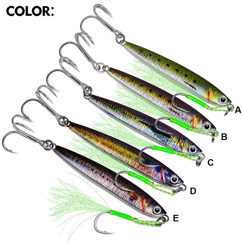 Placa de hierro para peces de plomo, cebo largo fundido con purpurina, 10g/15g/32g/40g, 7,8 cm, placa de hierro que se hunde, cebo duro artificial, aparejos de jigging láser - imagen 3