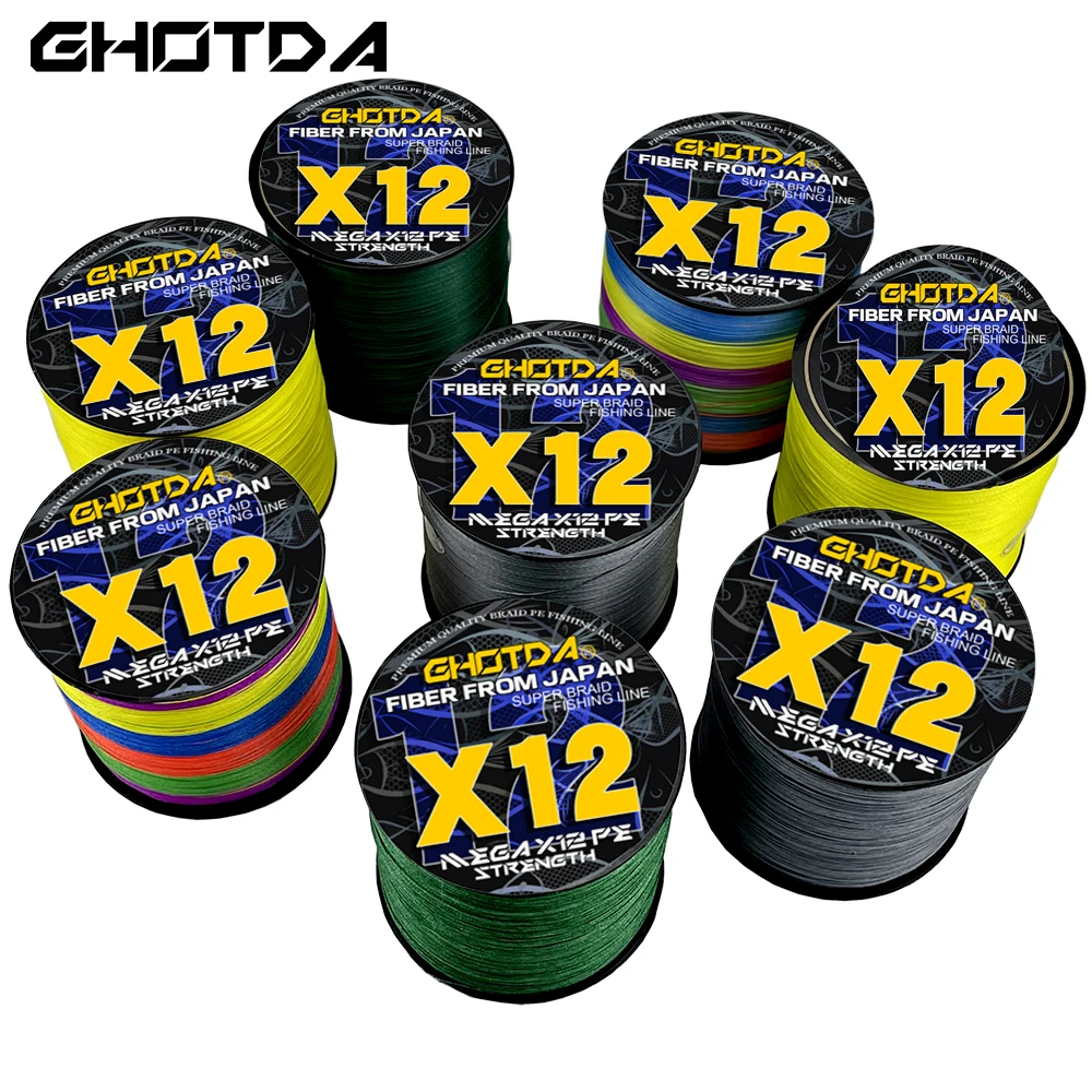 Ghotda 12x hilo de pescar de PE trenzado 300M500M cable trenzado 25-120LB hilo de pescar multifilamento multicolor pesca de carpa 11,3-54,5 kg - imagen 2