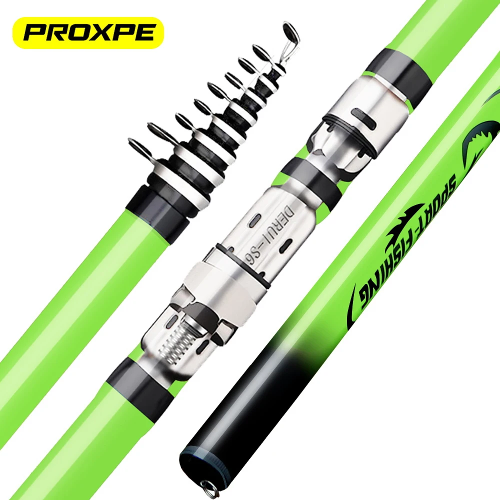 PROXPE-caña de pescar telescópica para Roca, flotador giratorio ultraligero de viaje de carbono para Pesca al aire libre, alimentador de carpa, poste 3,6/4,5/5,4/6,3 m