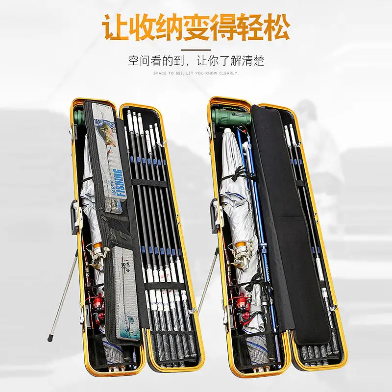 Bolsa para caña de pescar de 1,25 m, carcasa dura impermeable para PC, tres capas con marco de aluminio, bolsa para equipo de pesca engrosada, portátil ........... - imagen 5