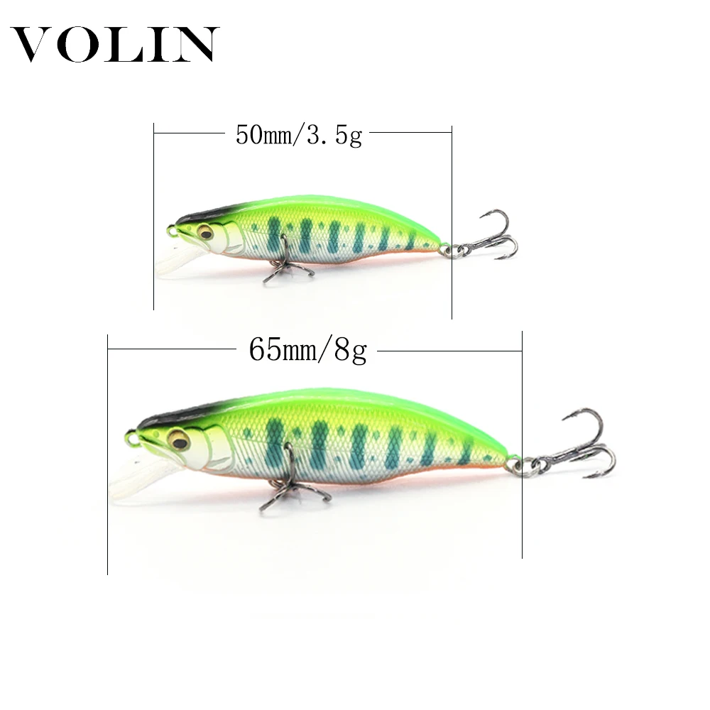 VOLIN-Cebo Minnow que se hunde, 50mm/3,5g 65mm/8g, señuelo de pesca, trucha, salmón, Mini Wobblers, Micro cebos, nuevo, 1 unidad - imagen 2