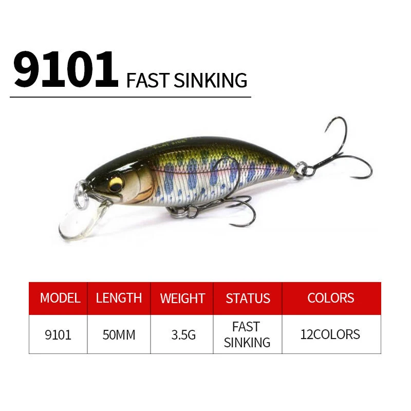 Señuelos de Pesca piezas Minnow, 50mm, 3,5g, Jerkbait, Carkbait, Wobblers, Swimbait, cebo duro profesional para perca, trucha - imagen 3