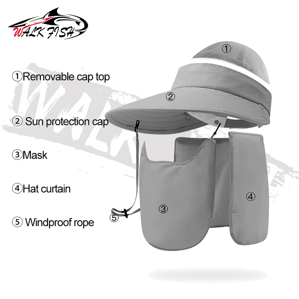 WALK FISH Sombrero de Pesca Solar – Ala ancha transpirable desmontable - imagen 5