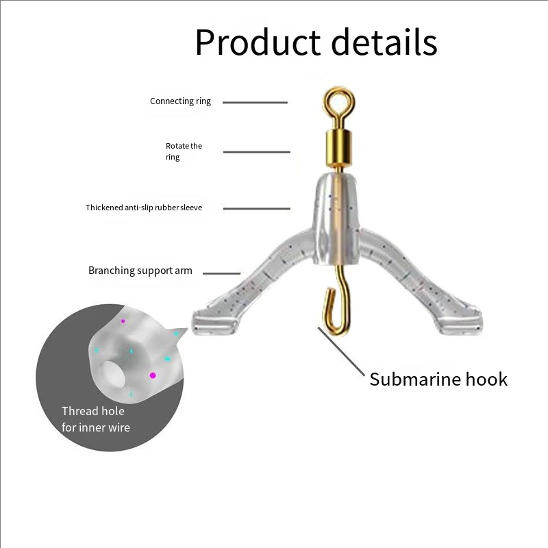 Línea de pesca plana antienredos, bifurcación espacial, dispositivo Contactor tipo 8/Y, accesorio de pesca, herramienta de atado, gancho doble, 10 Uds. - imagen 3