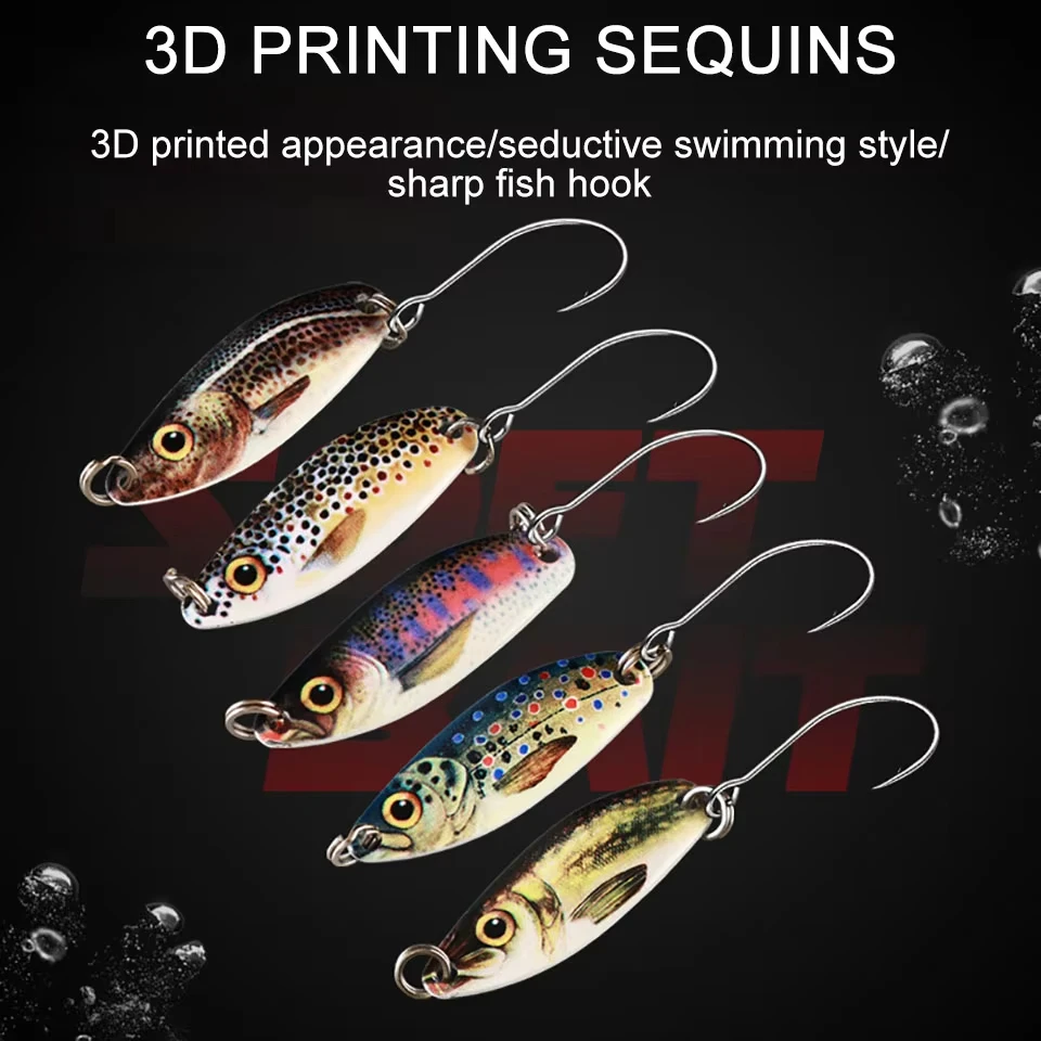 WALK FISH-señuelo giratorio de Metal, simulación de corriente en forma de cuchara con lentejuelas, tiras blancas, lubina de agua dulce, 3g/5g, 35mm/40mm, 1 Uds. - imagen 2