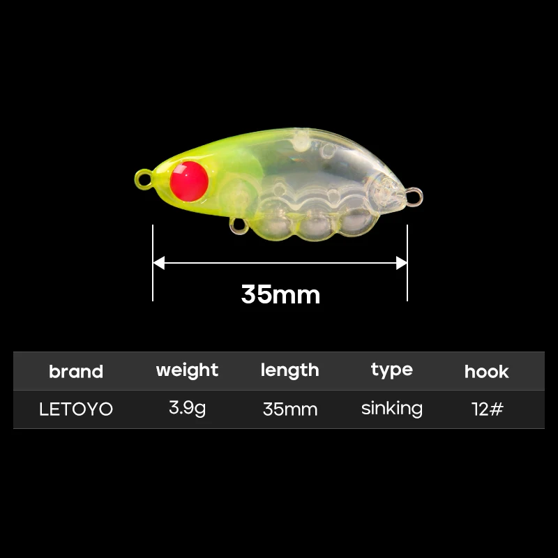 LETOYO-Mini señuelo tipo lápiz que se hunde, 3,9g/35mm, cebo tipo lápiz duro para insectos con anzuelo triple afilado, señuelos artificiales para trucha - imagen 2