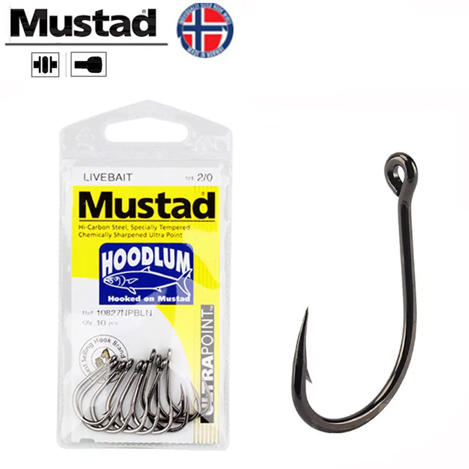 Anzuelos Mustad 10827NP con púas y ojal para pesca marina - imagen 3