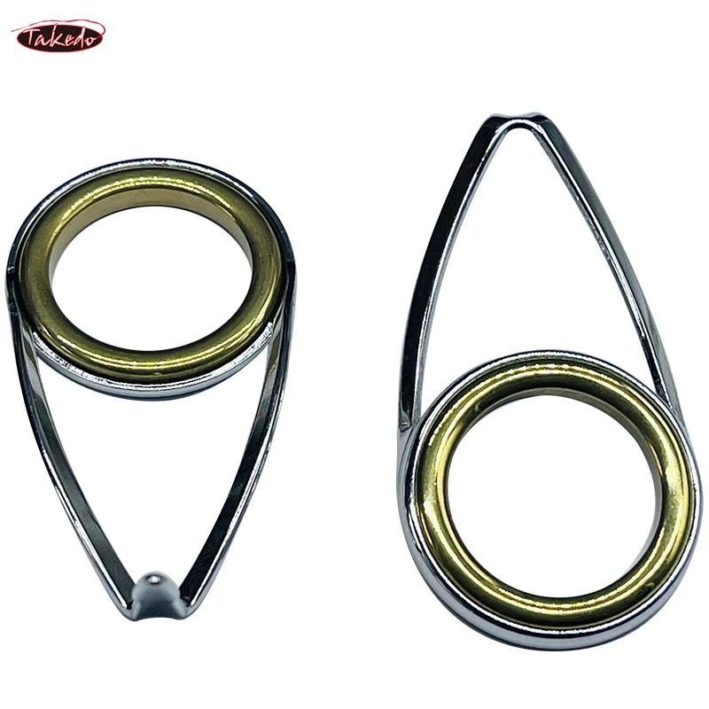 TAKEDO TN75-1 5 Juegos de guía de caña de pescar mediana giratoria soporte de acero inoxidable anillos de cerámica accesorios de caña de pescar DIY - imagen 3