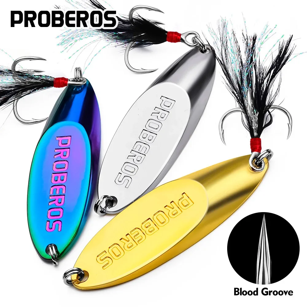PRO BEROS 3g-60g cuchara giratoria de Metal señuelo de pesca de trucha cebo duro Vib lentejuelas ruido cebo Artificial pequeñas lentejuelas duras - imagen 2