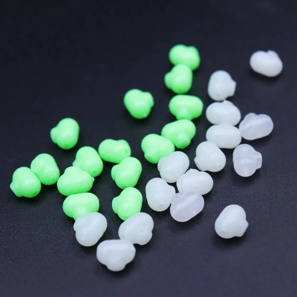 100 Uds. Aparejos de pesca con cuentas luminosas, Color blanco, anzuelos resistentes al agua salada, tamaño S/L, cuentas cruzadas, configuración de pesca - imagen 3