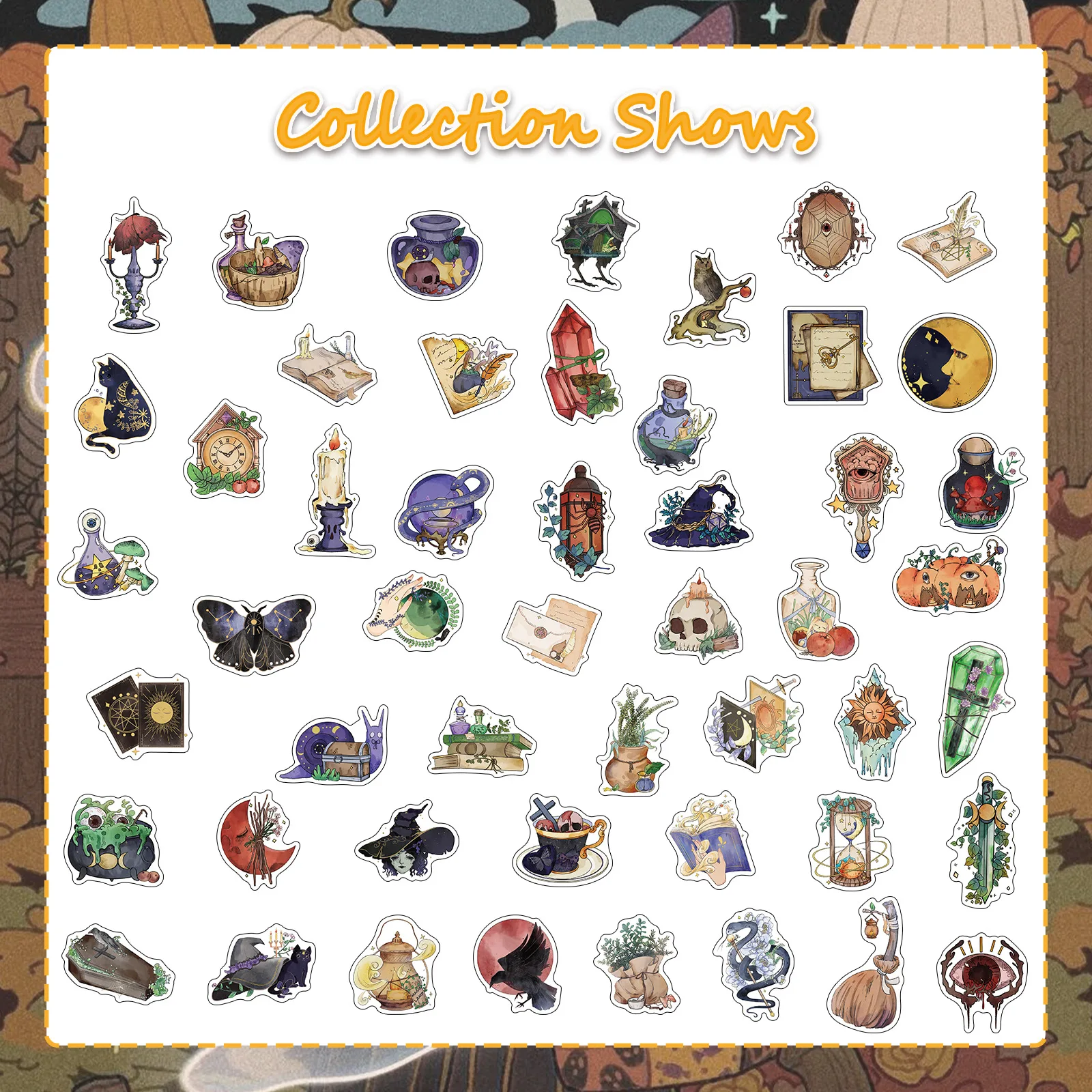 50 Uds. Pegatinas de grafiti de estética de bruja Retro, pegatinas para teléfono, guitarra, portátil, maleta, taza, pegatina impermeable, juguete para niños - imagen 4
