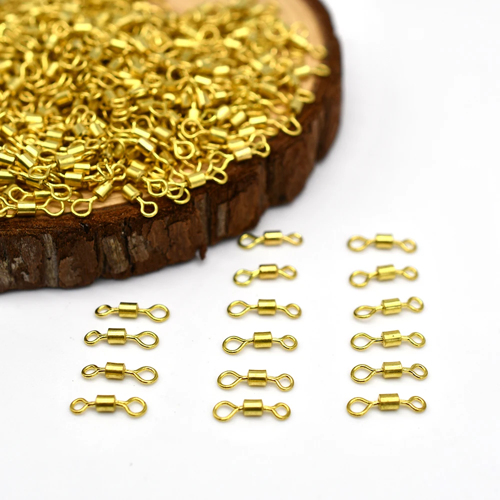 MNFT 200 Uds. Conector de aparejos de línea de anzuelo de pesca giratorio de barril rodante de pesca dorado 8 #   10 #   12 # - imagen 4