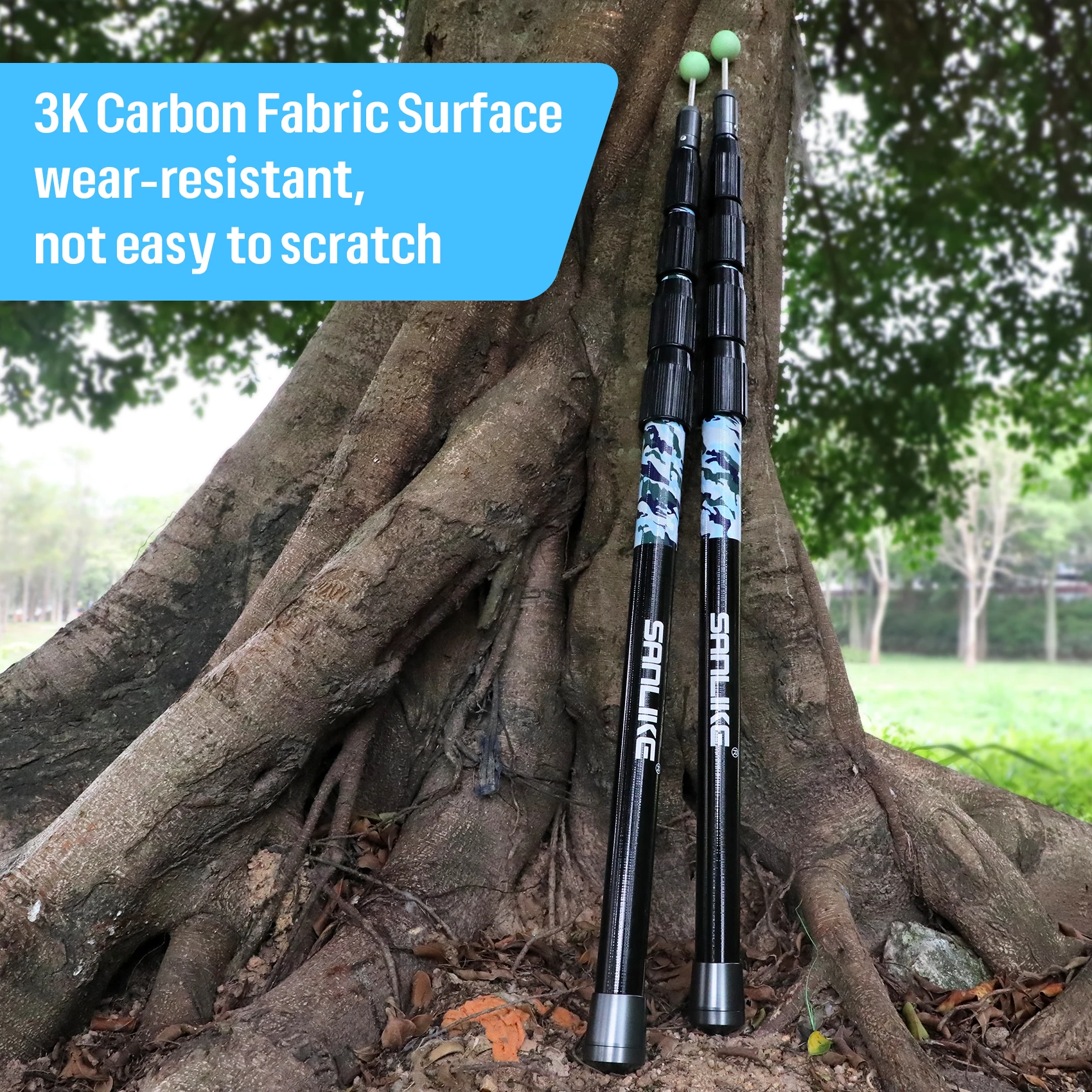 SANLIKE-postos telescópicos impermeables de 2,7 m, postes ajustables de fibra de carbono con tapas iluminadas para toldos para acampar al aire libre - imagen 4