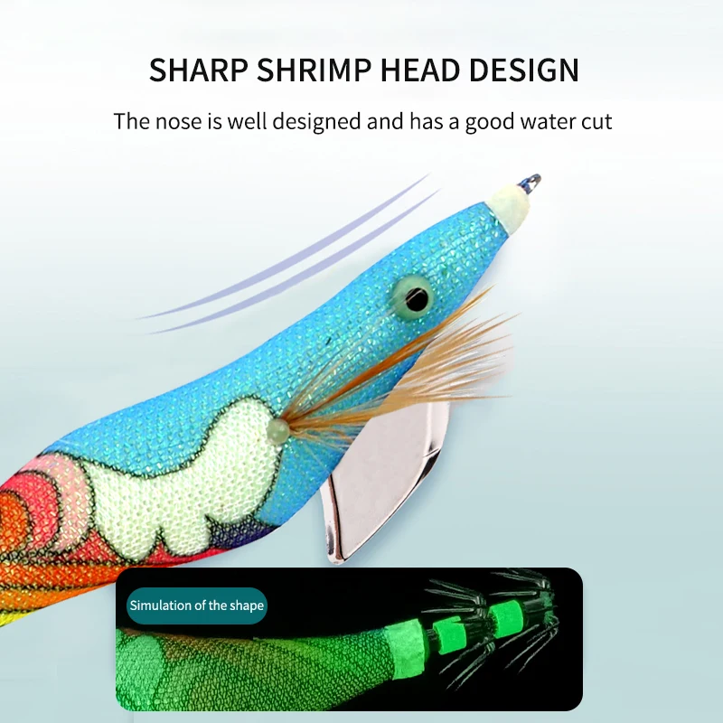 Topline-señuelo luminoso de calamar con plomo, cebos artificiales de Camarón, ojos 3D, sepia con anzuelo, accesorios - imagen 2