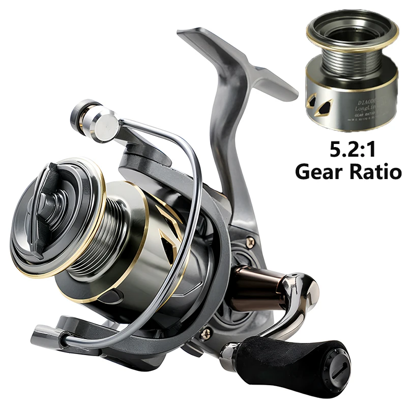 Carrete giratorio ligero 2000, 3000, 4000, 5000, 6000, 7000, copa de alambre de Metal 5,2: 1, señuelo, accesorios de pesca, arrastre máximo de 8kg para carpa de lubina - imagen 2