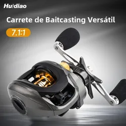 Huidiao HJ carrete de fundición de perfil bajo sin pájaros 7,1: 1 carrete de Baitcasting completo N48 freno magnético para pesca con señuelo