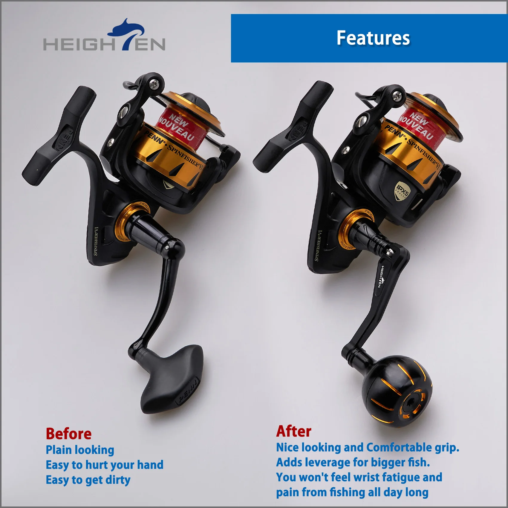 Mango giratorio de elevación de 60mm para Penn Spinfisher VI/VII Slammer III/IV Battle II/III Pursuit Fierce Reel - imagen 4