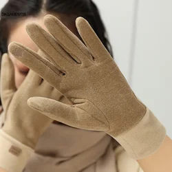 Guantes de invierno a prueba de viento para mujer, guantes cálidos para ciclismo al aire libre, Camping, viajes, guantes de terciopelo con pantalla táctil de dedo completo, 1 par