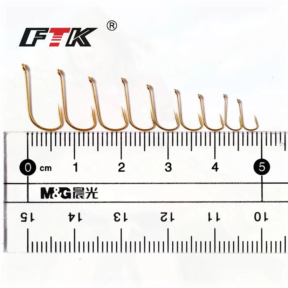 FTK-anzuelos de pesca de acero al carbono, anzuelos de púas afiladas doradas con anillo, accesorios de pesca de carpa, 70 piezas, Japón SODE - imagen 5